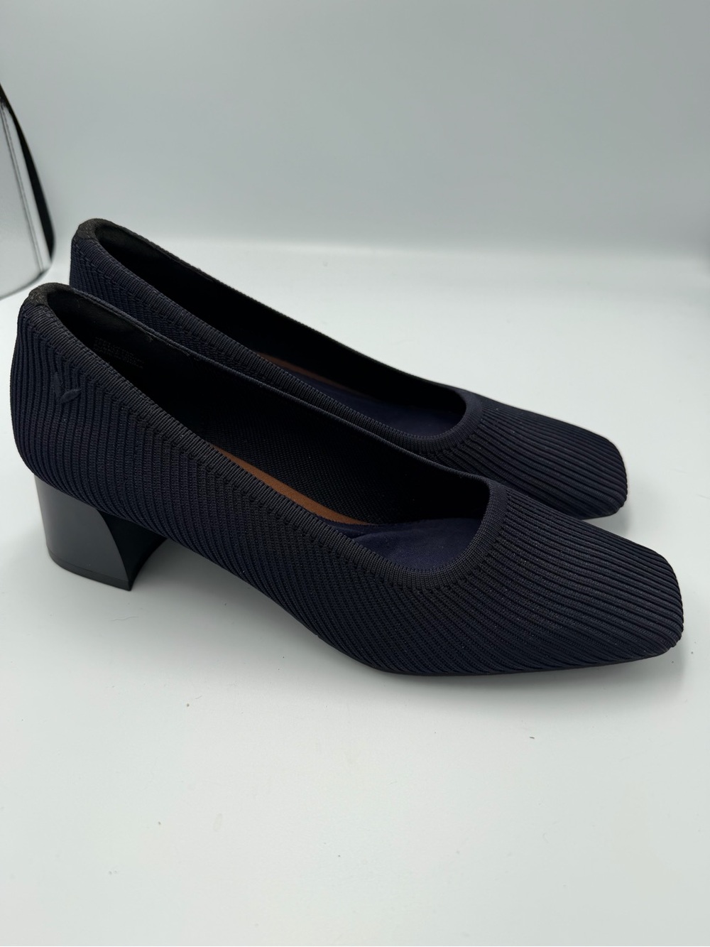 VIVAIA Melody Black Knit Square Toe Chunky Heels Pumps Size 40.5 (9-9.5)
